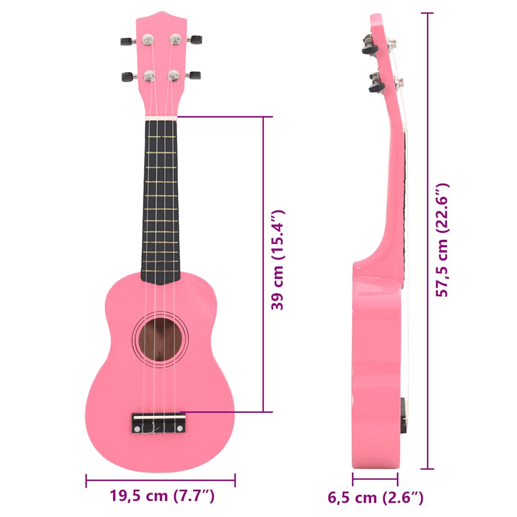 Ukuleleset met tas voor kinderen sopraan 23'' roze is nu te koop bij PeponiXL, paradijselijk wonen!