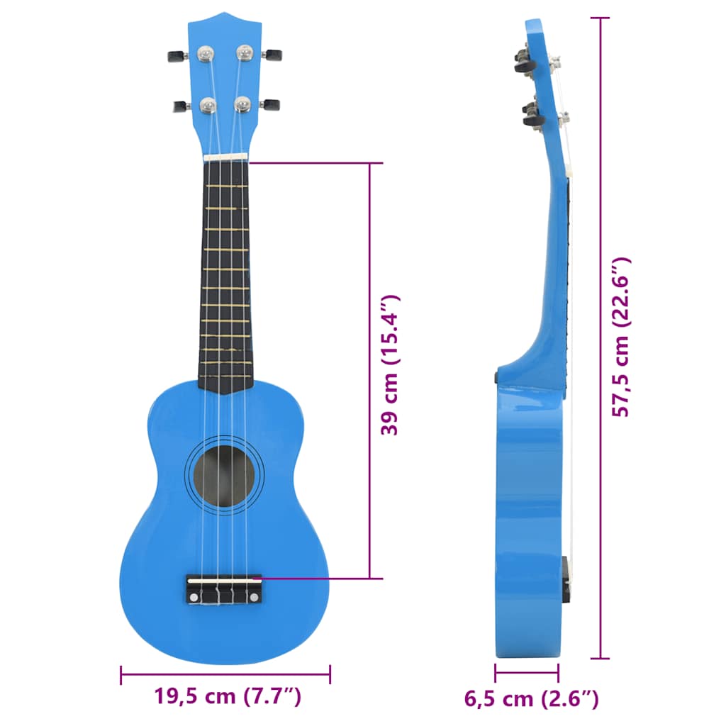 Ukuleleset met tas voor kinderen sopraan 23'' blauw is nu te koop bij PeponiXL, paradijselijk wonen!