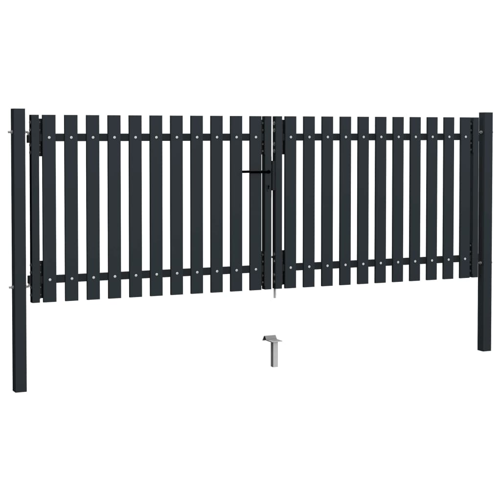 Dubbele poort met deur staal 300x75 cm antraciet is nu te koop bij PeponiXL, paradijselijk wonen!