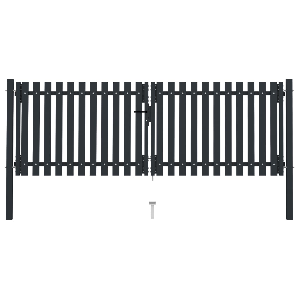 Dubbele poort met deur staal 300x125 cm antraciet is nu te koop bij PeponiXL, paradijselijk wonen!