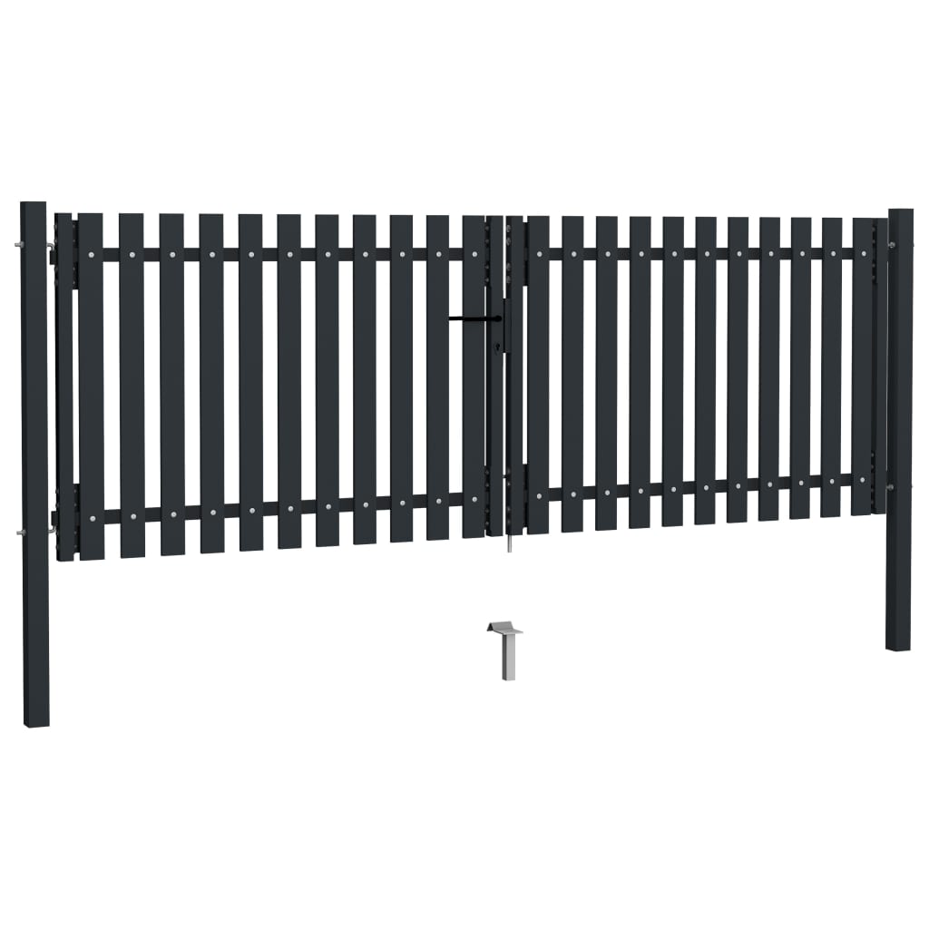 Dubbele poort met deur staal 300x125 cm antraciet is nu te koop bij PeponiXL, paradijselijk wonen!