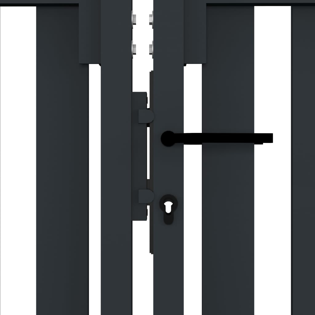 Dubbele poort met deur staal 300x125 cm antraciet is nu te koop bij PeponiXL, paradijselijk wonen!