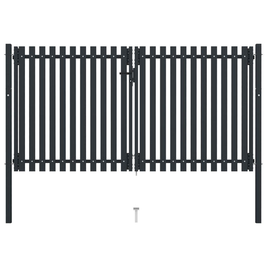 Dubbele poort met deur staal 300x150 cm antraciet is nu te koop bij PeponiXL, paradijselijk wonen!