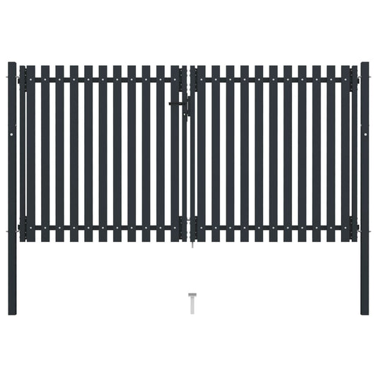 Dubbele poort met deur staal 300x175 cm antraciet is nu te koop bij PeponiXL, paradijselijk wonen!