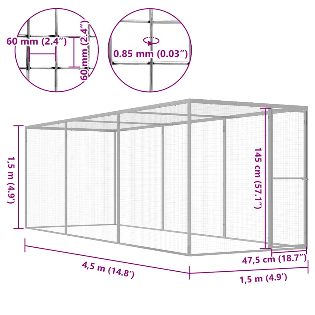 Kattenkooi 4,5x1,5x1,5 m gegalvaniseerd staal is nu te koop bij PeponiXL, paradijselijk wonen!