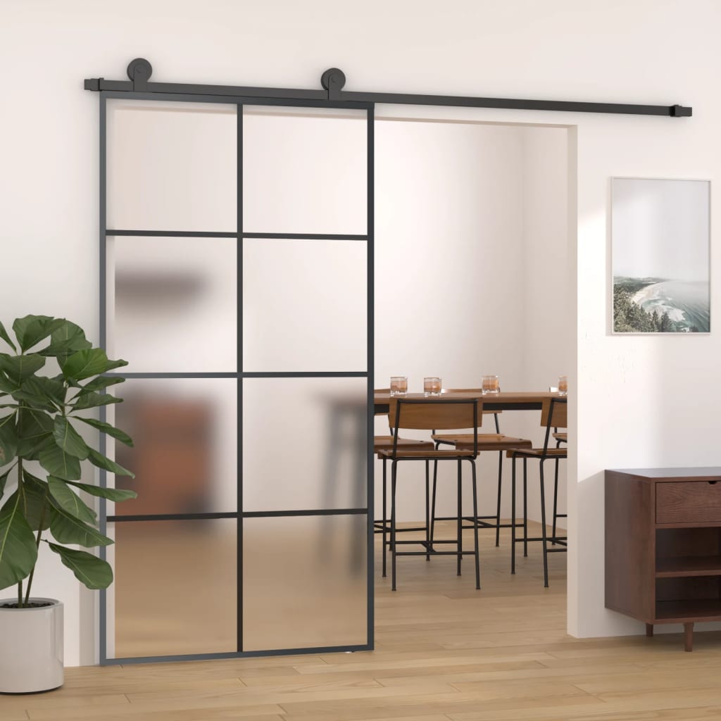 Schuifdeur 102,5x205 cm aluminium en ESG-glas zwart is nu te koop bij PeponiXL, paradijselijk wonen!