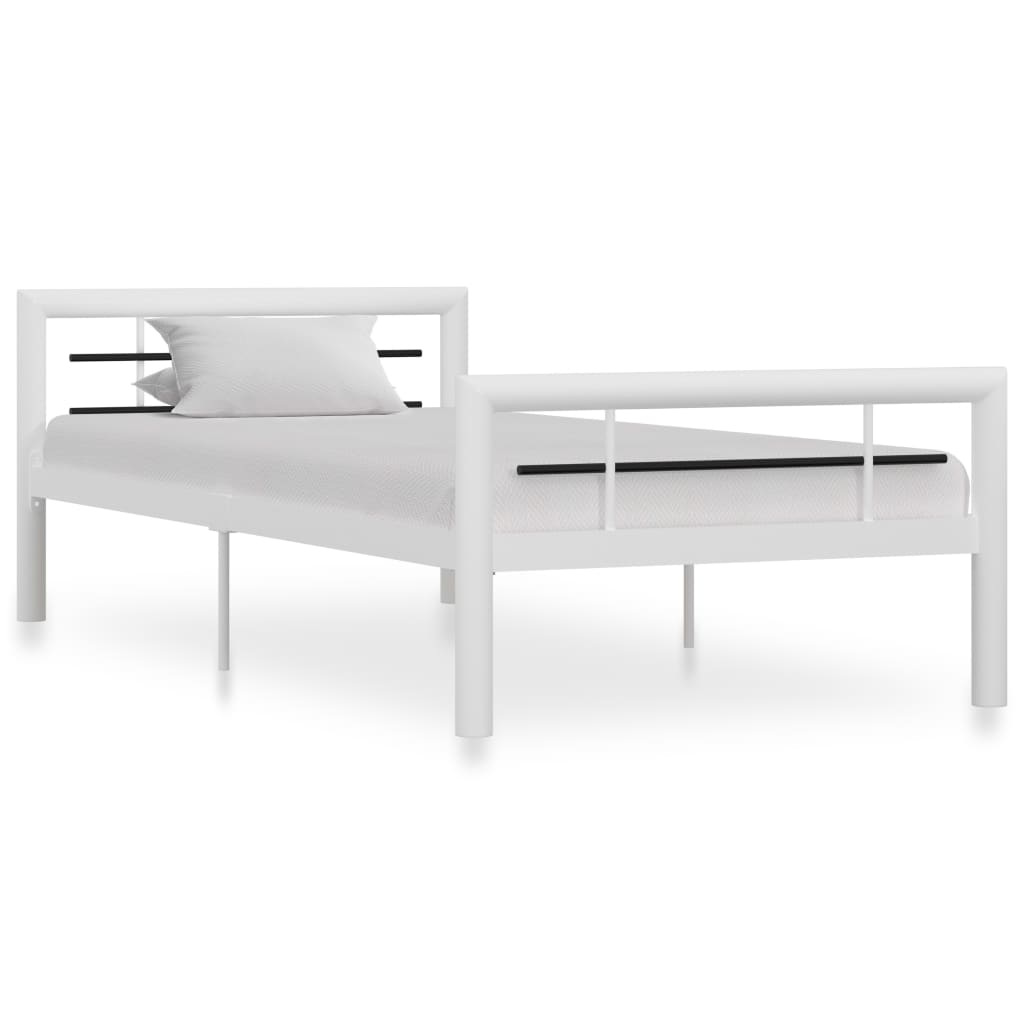 Bedframe metaal wit en zwart 100x200 cm is nu te koop bij PeponiXL, paradijselijk wonen!