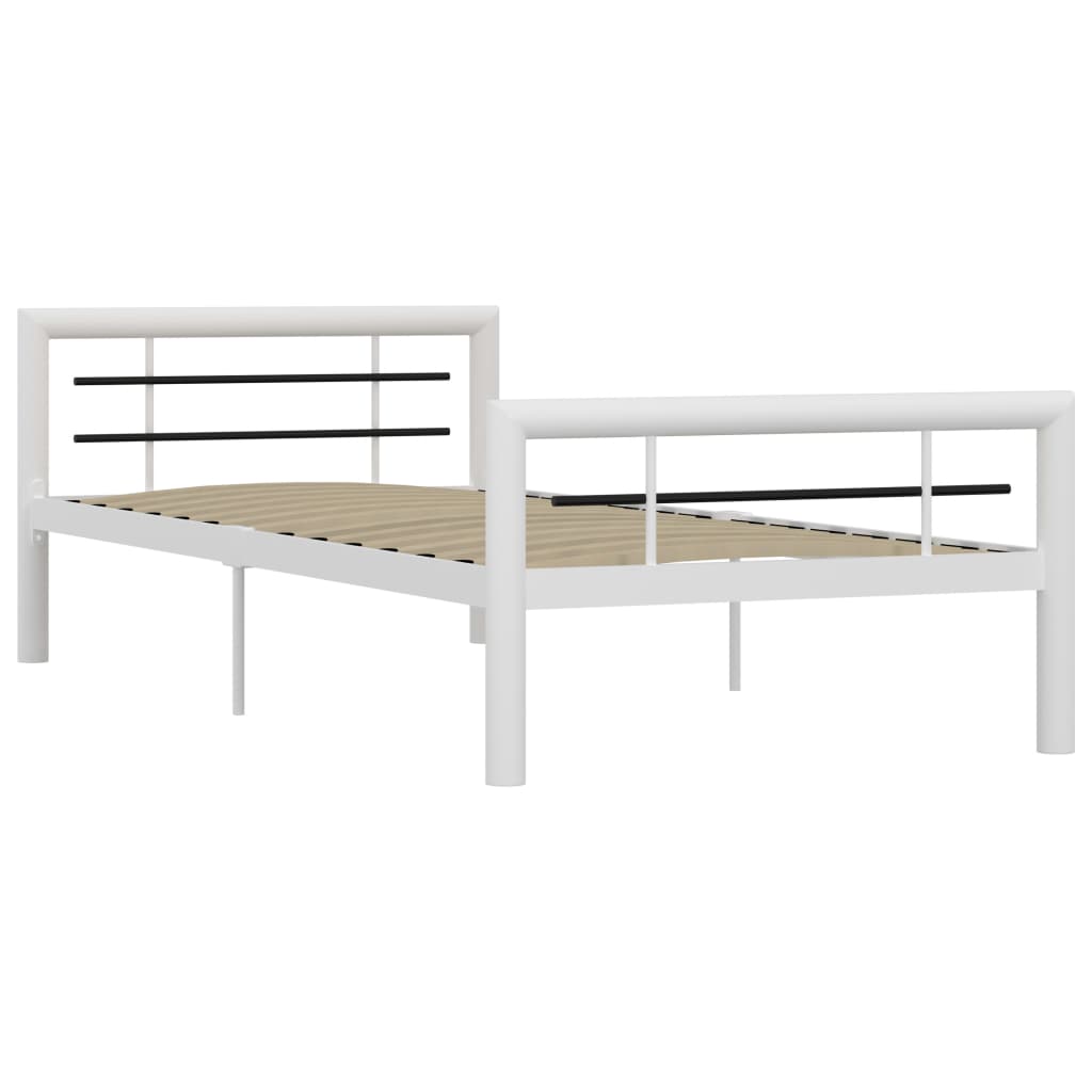 Bedframe metaal wit en zwart 100x200 cm is nu te koop bij PeponiXL, paradijselijk wonen!