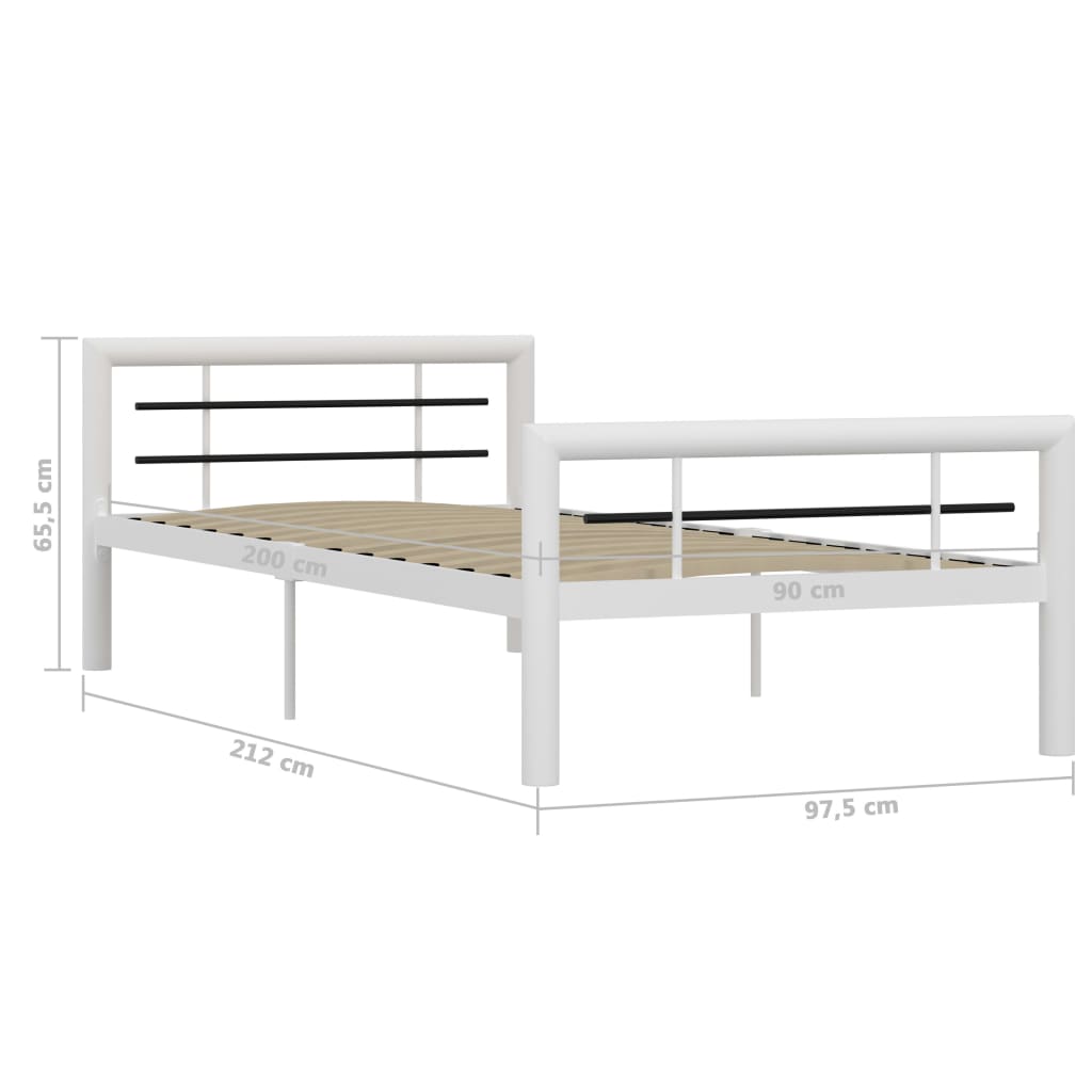 Bedframe metaal wit en zwart 100x200 cm is nu te koop bij PeponiXL, paradijselijk wonen!