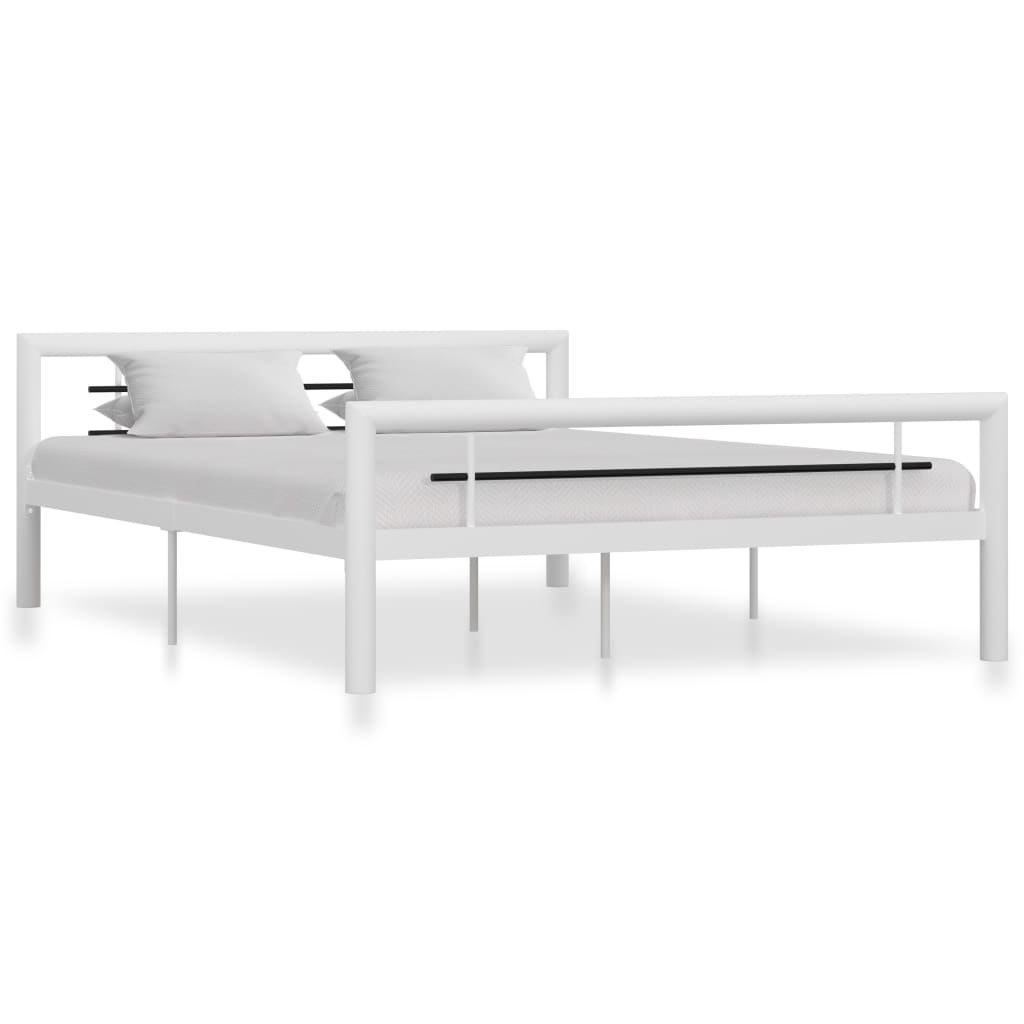 Bedframe metaal wit en zwart 140x200 cm