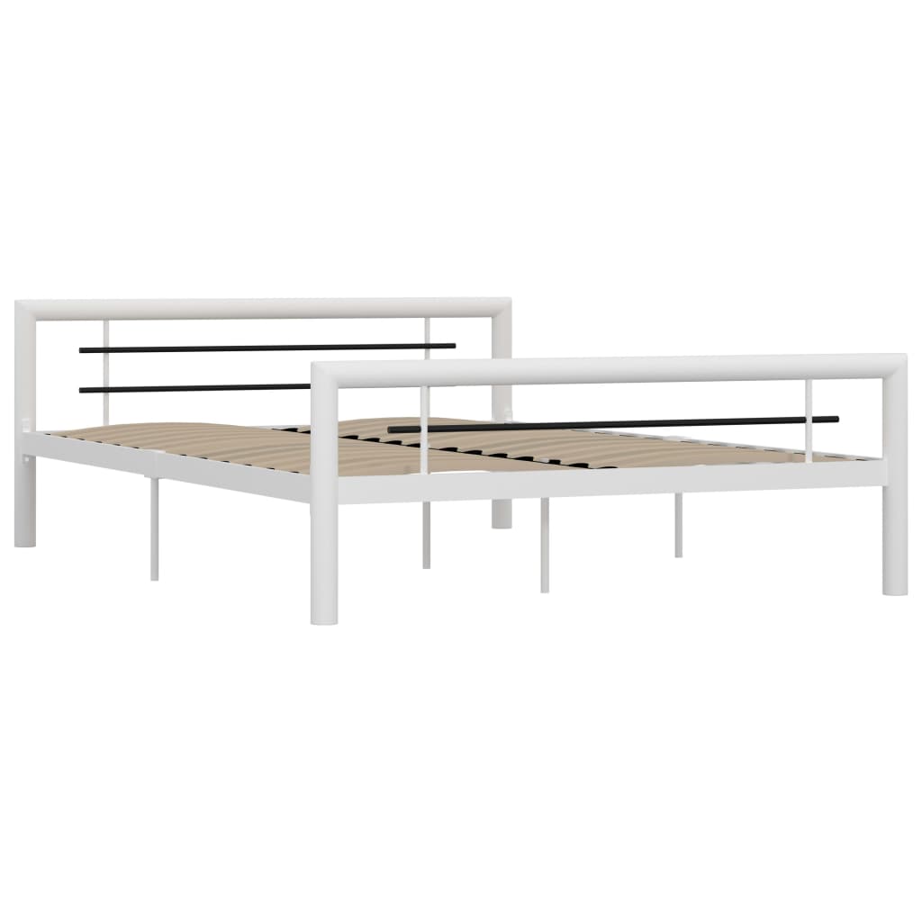 Bedframe metaal wit en zwart 140x200 cm
