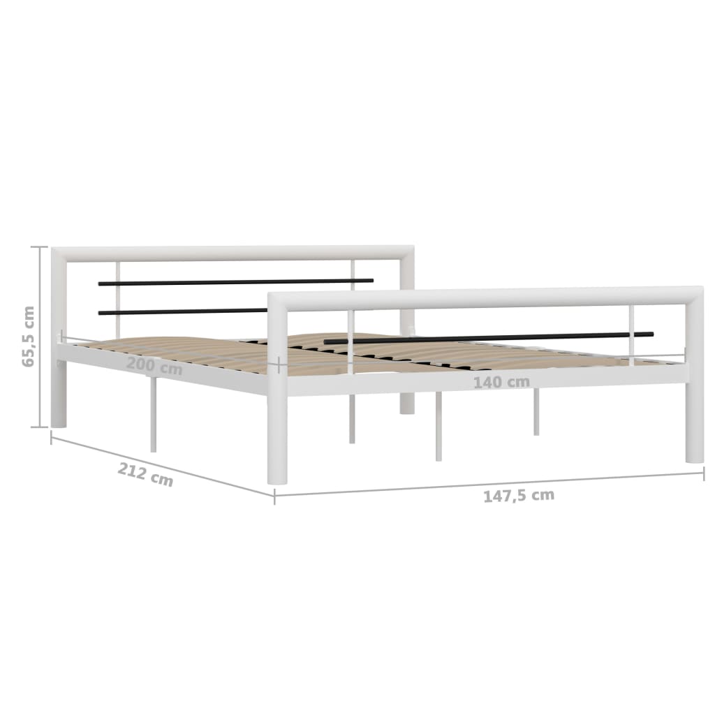 Bedframe metaal wit en zwart 140x200 cm