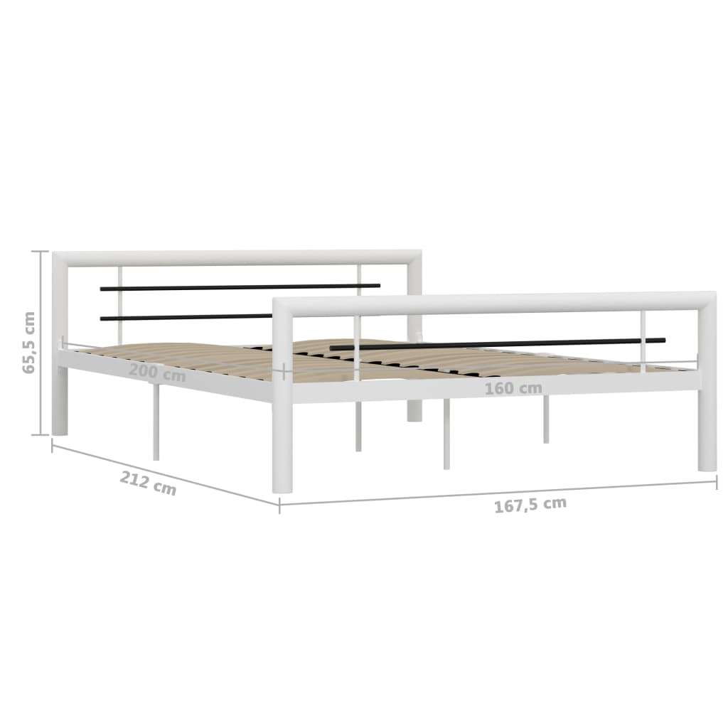 Bedframe metaal wit en zwart 160x200 cm is nu te koop bij PeponiXL, paradijselijk wonen!