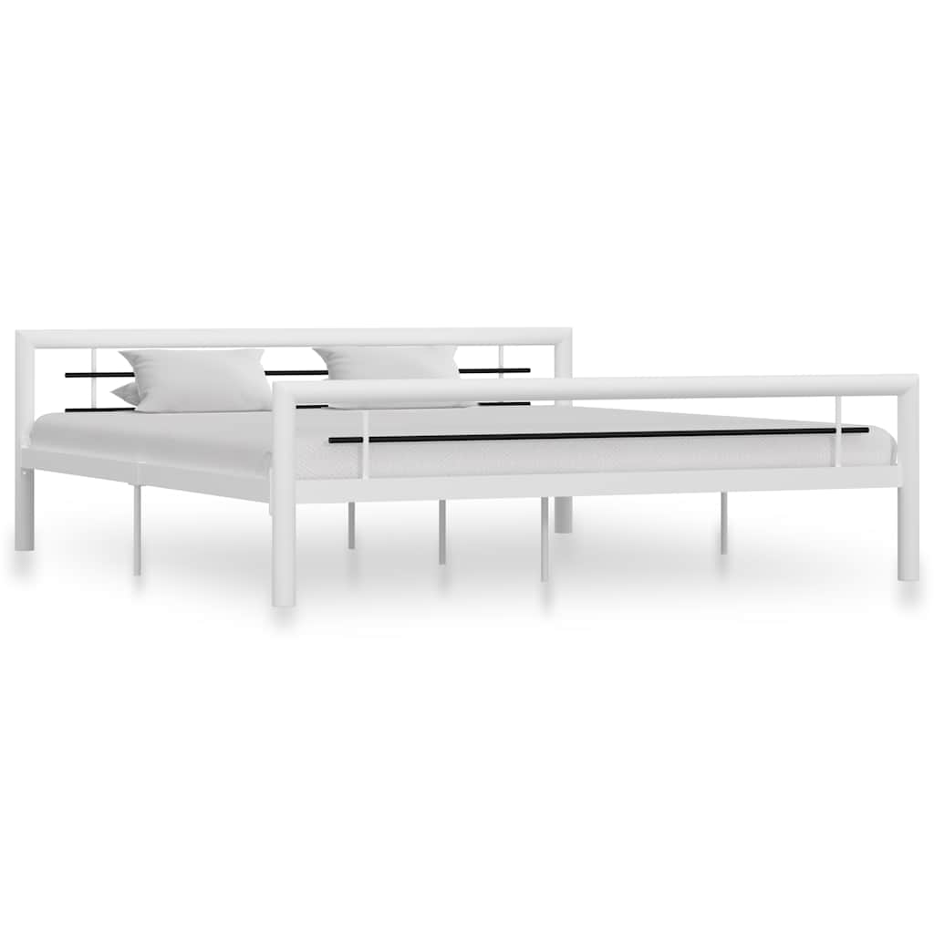 Bedframe metaal wit en zwart 180x200 cm is nu te koop bij PeponiXL, paradijselijk wonen!