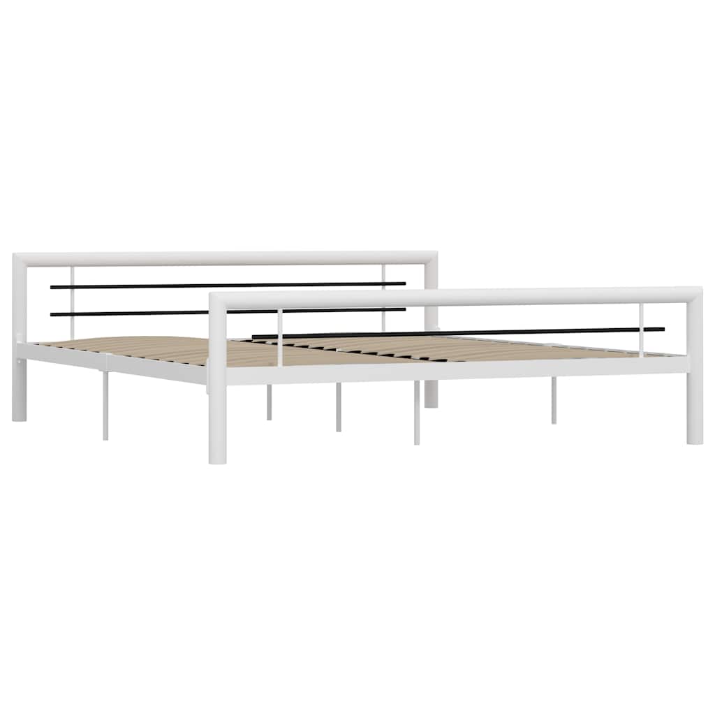 Bedframe metaal wit en zwart 180x200 cm is nu te koop bij PeponiXL, paradijselijk wonen!