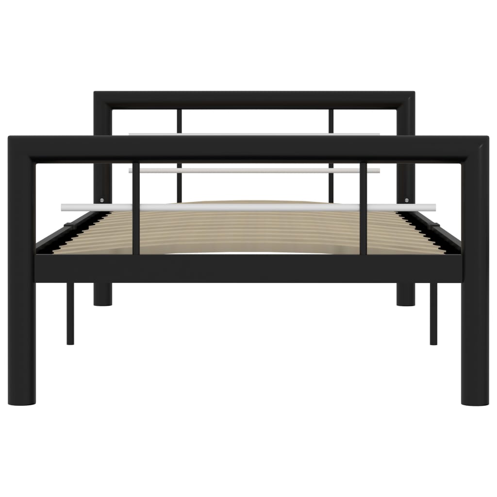 Bedframe metaal zwart en wit 90x200 cm