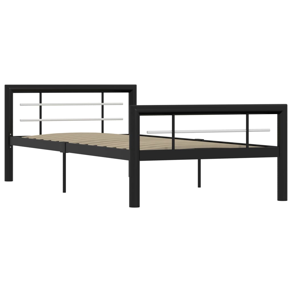 Bedframe metaal zwart en wit 100x200 cm is nu te koop bij PeponiXL, paradijselijk wonen!