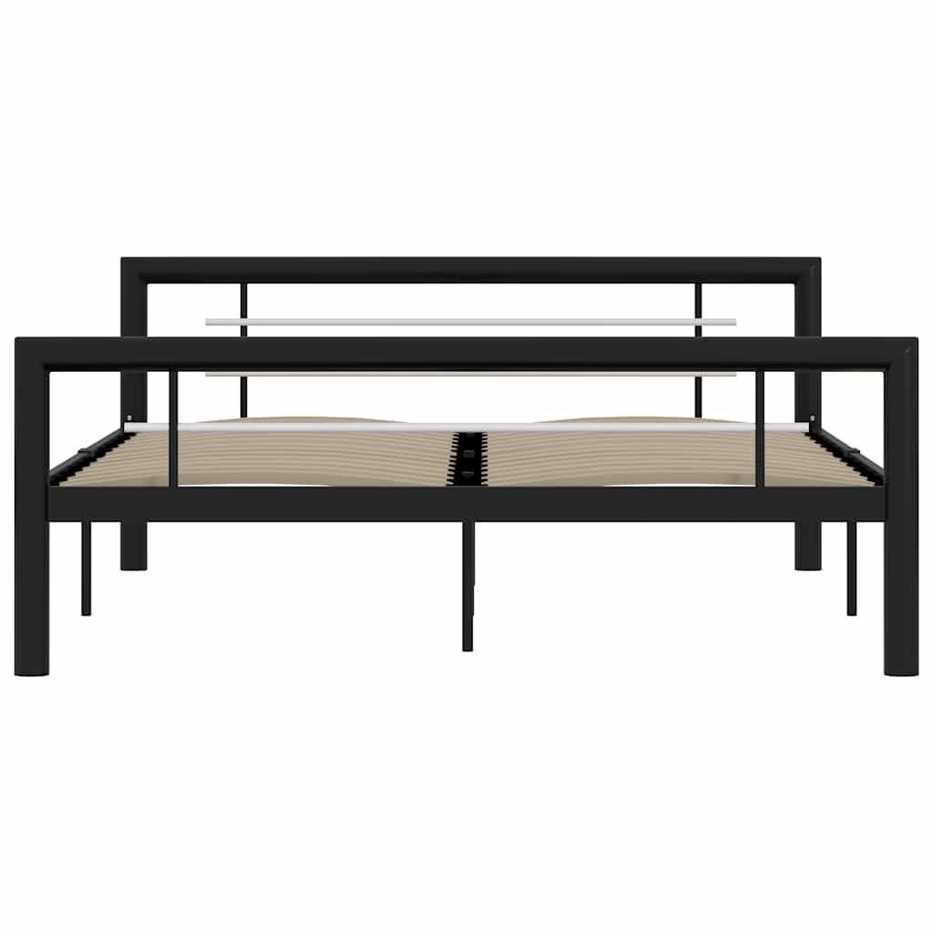 Bedframe metaal zwart en wit 140x200 cm