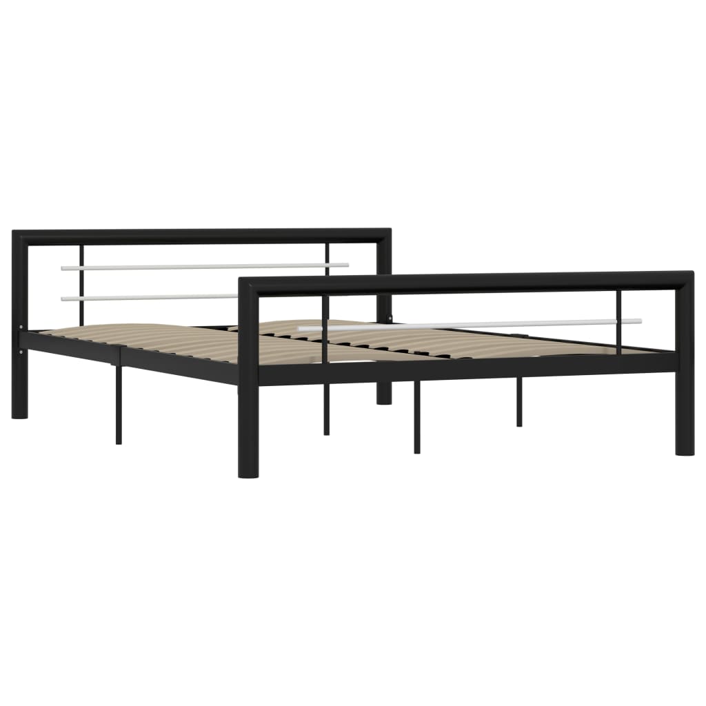 Bedframe metaal zwart en wit 160x200 cm is nu te koop bij PeponiXL, paradijselijk wonen!