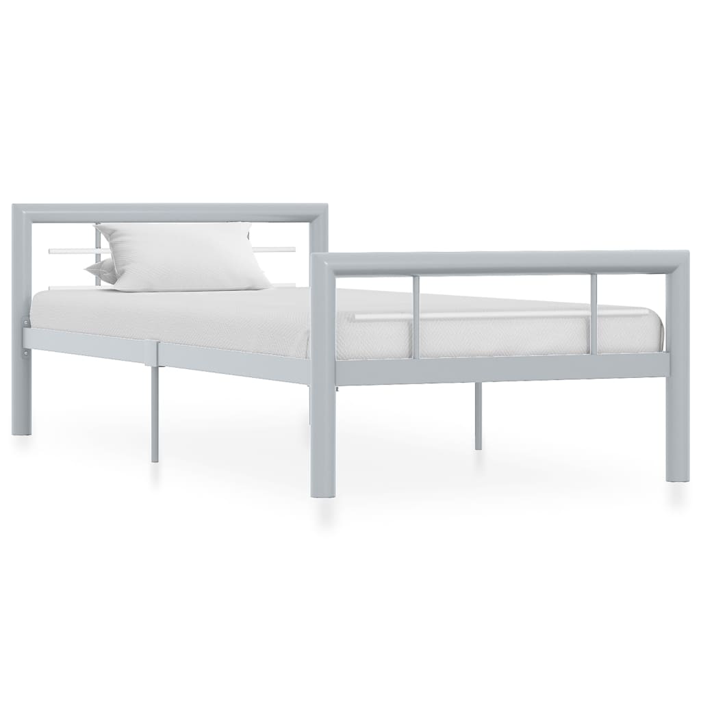 Bedframe metaal grijs en wit 90x200 cm is nu te koop bij PeponiXL, paradijselijk wonen!