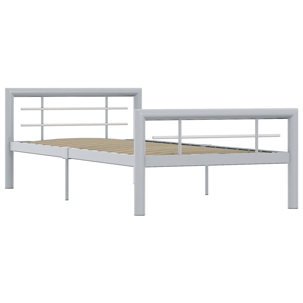 Bedframe metaal grijs en wit 90x200 cm is nu te koop bij PeponiXL, paradijselijk wonen!