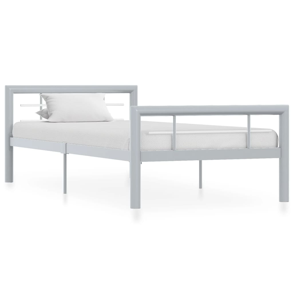 Bedframe metaal grijs en wit 100x200 cm is nu te koop bij PeponiXL, paradijselijk wonen!