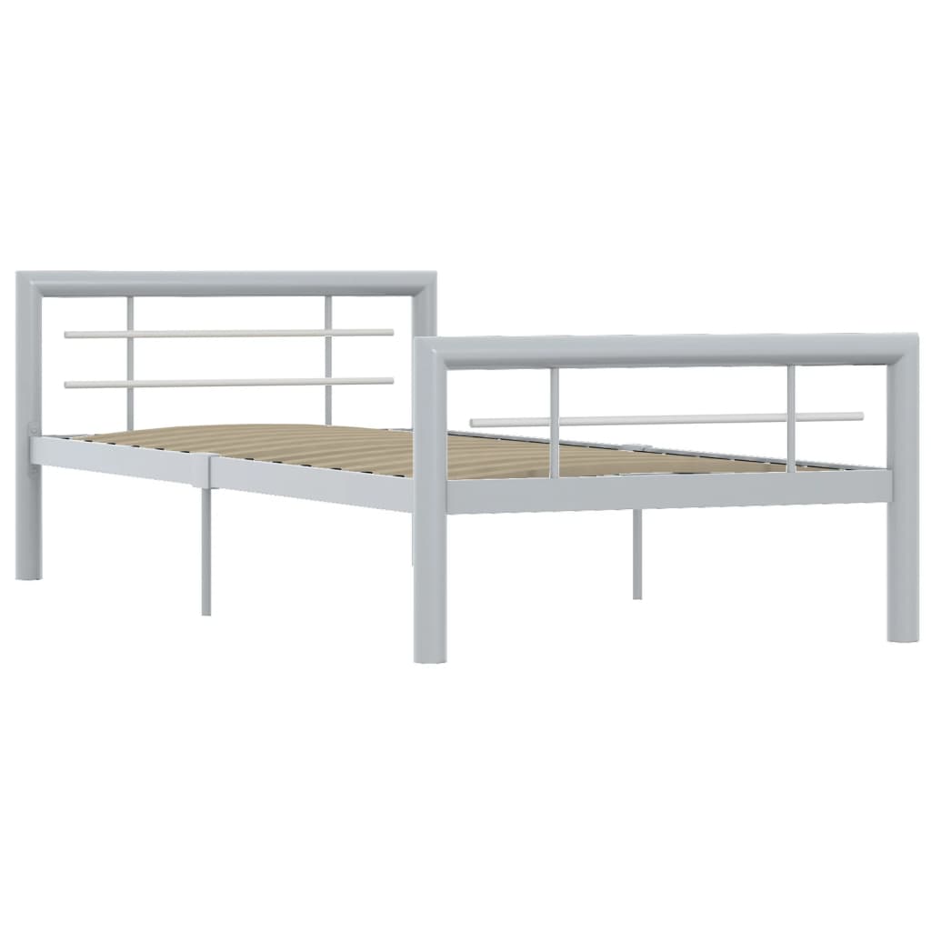 Bedframe metaal grijs en wit 100x200 cm is nu te koop bij PeponiXL, paradijselijk wonen!