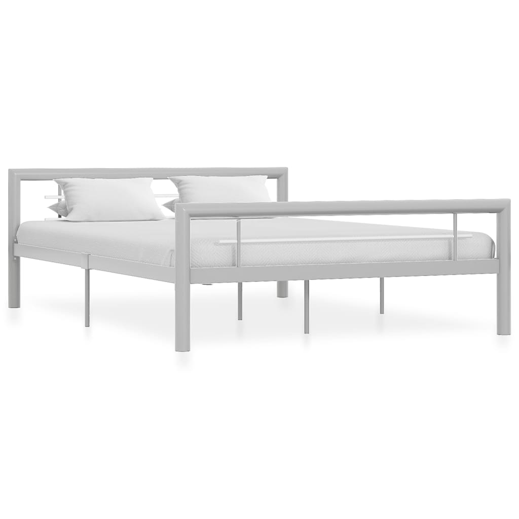 Bedframe metaal grijs en wit 140x200 cm