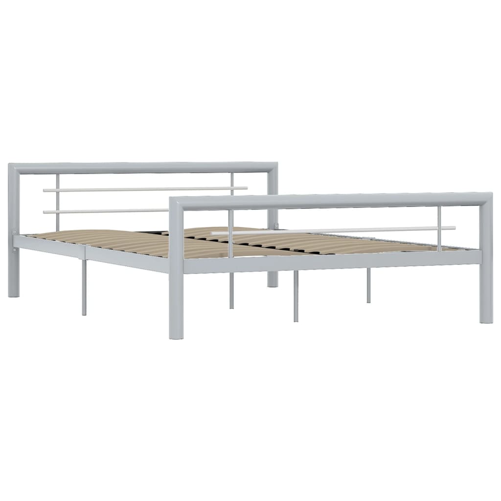 Bedframe metaal grijs en wit 140x200 cm