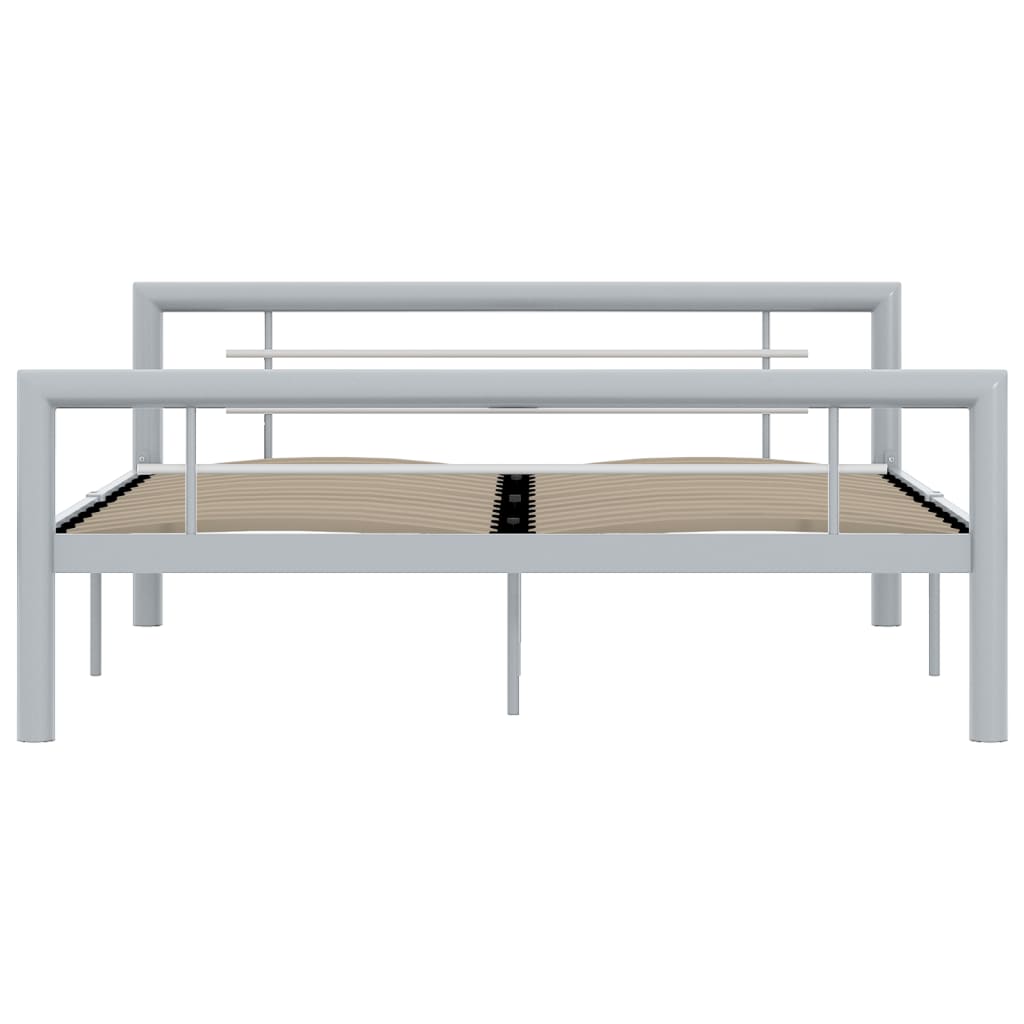 Bedframe metaal grijs en wit 140x200 cm