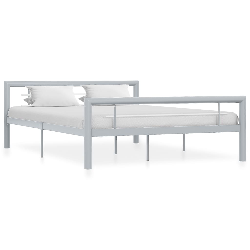 Bedframe metaal grijs en wit 160x200 cm