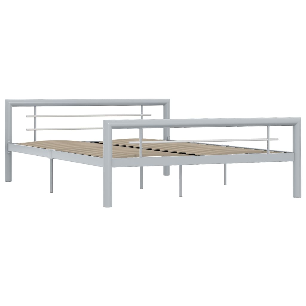 Bedframe metaal grijs en wit 160x200 cm