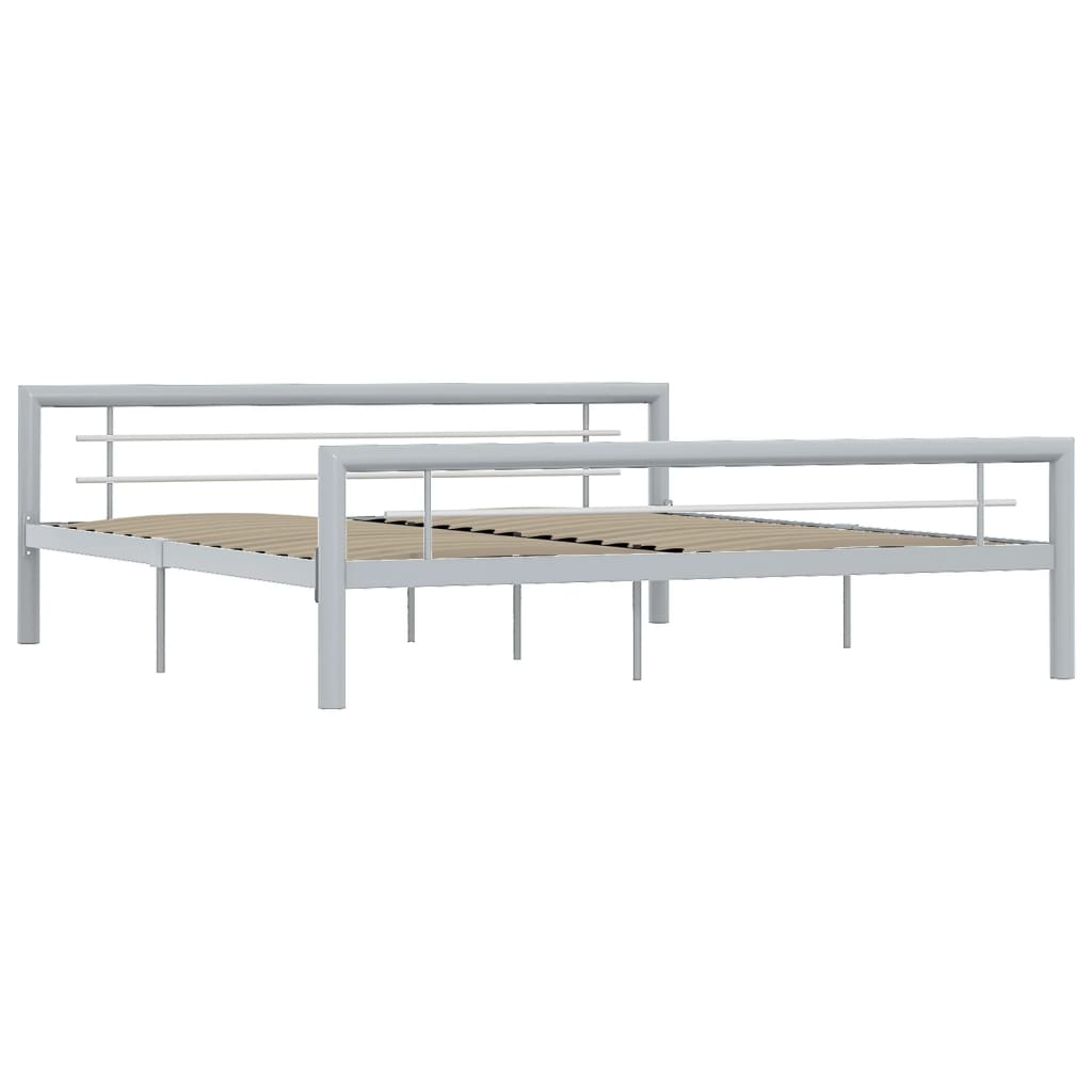 Bedframe metaal grijs en wit 180x200 cm is nu te koop bij PeponiXL, paradijselijk wonen!