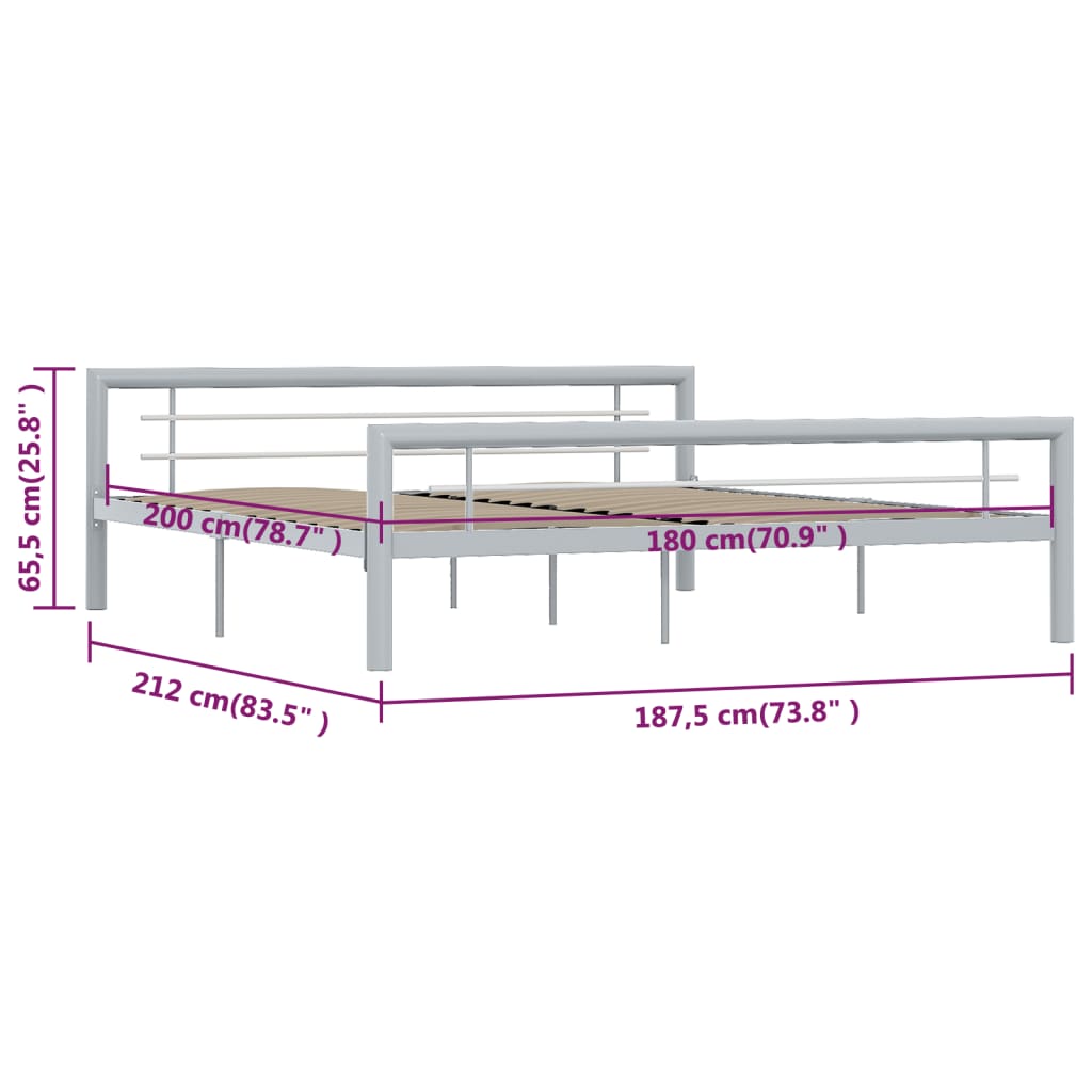 Bedframe metaal grijs en wit 180x200 cm is nu te koop bij PeponiXL, paradijselijk wonen!