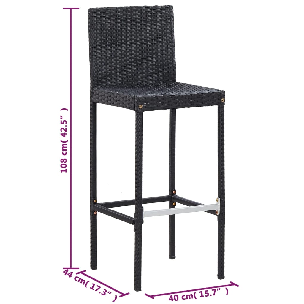 5-delige Tuinbarset poly rattan en acaciahout zwart is nu te koop bij PeponiXL, paradijselijk wonen!