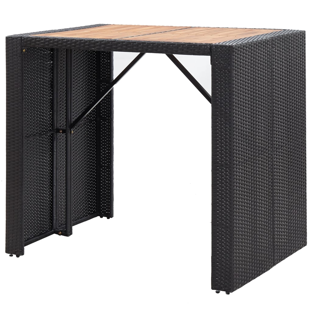5-delige Tuinbarset poly rattan en acaciahout zwart is nu te koop bij PeponiXL, paradijselijk wonen!