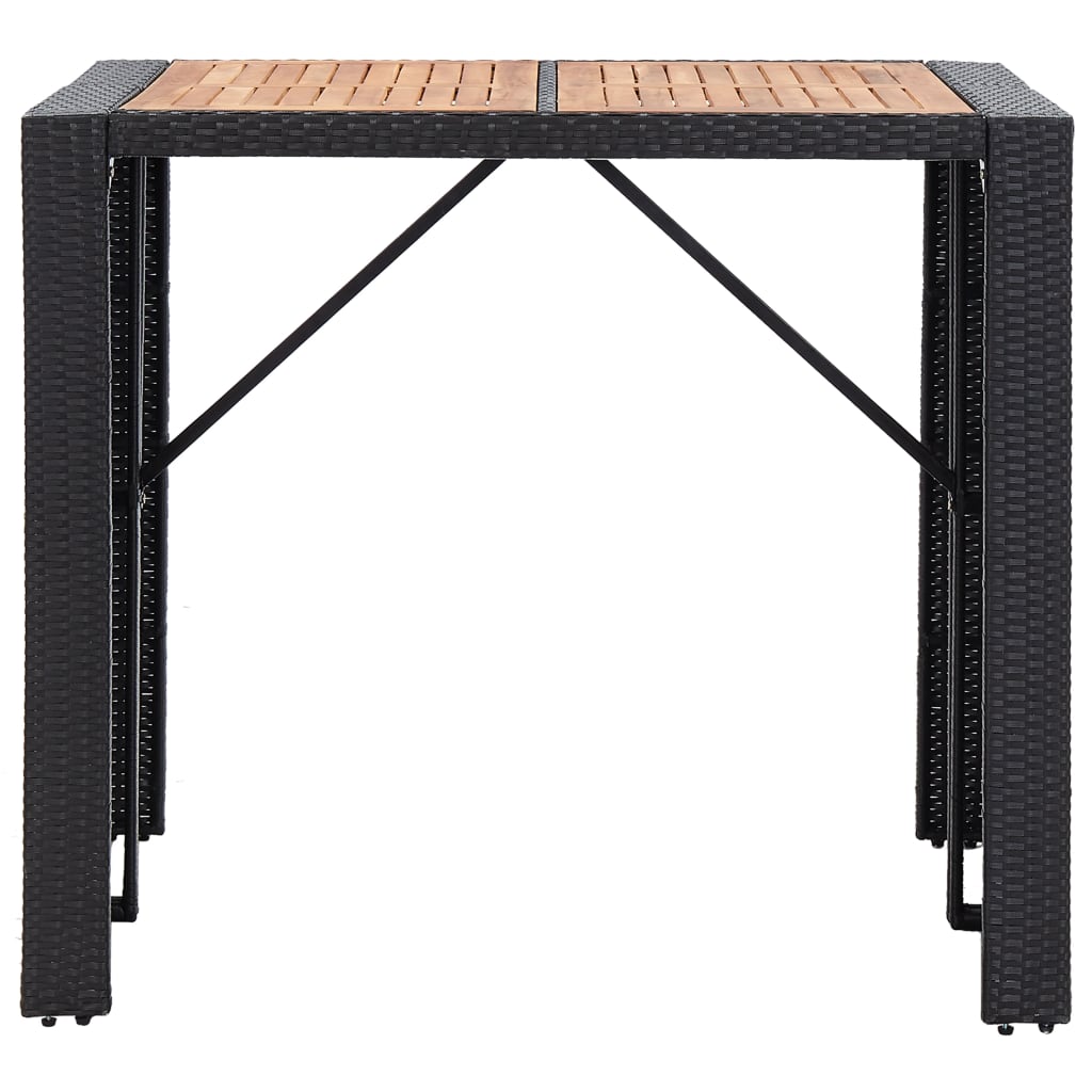 5-delige Tuinbarset poly rattan en acaciahout zwart is nu te koop bij PeponiXL, paradijselijk wonen!