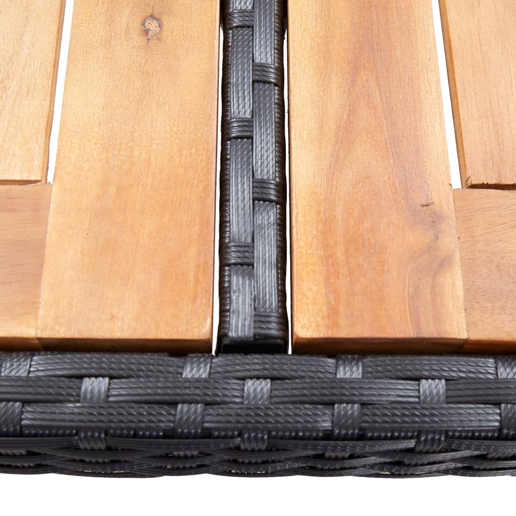 5-delige Tuinbarset poly rattan en acaciahout zwart is nu te koop bij PeponiXL, paradijselijk wonen!