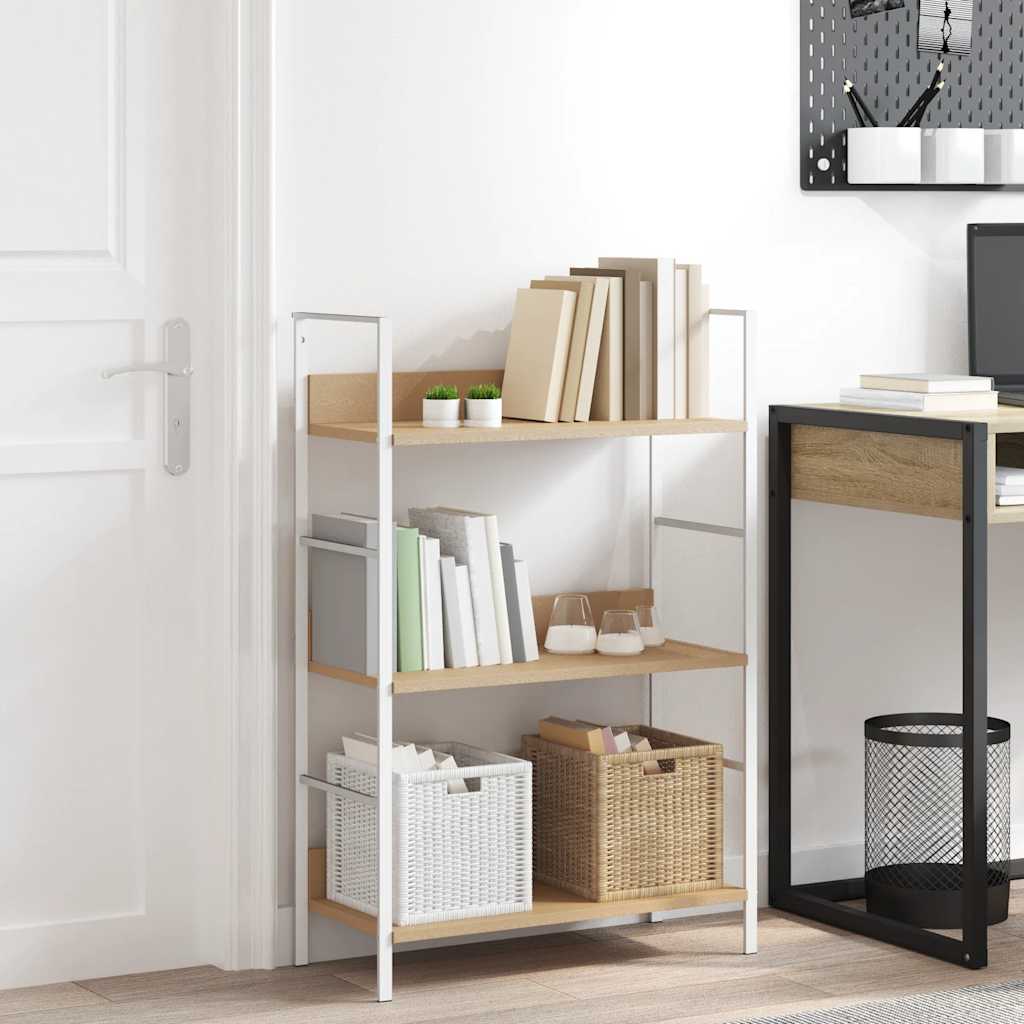Boekenkast 3 schappen 60x27,6x90,5 cm bewerkt hout eikenkleurig is nu te koop bij PeponiXL, paradijselijk wonen!