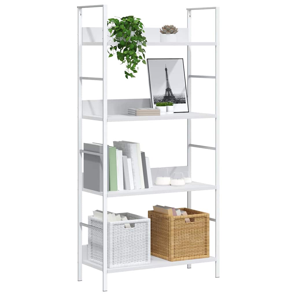 Boekenkast met 4 schappen 60x27,6x124,5 cm bewerkt hout wit is nu te koop bij PeponiXL, paradijselijk wonen!
