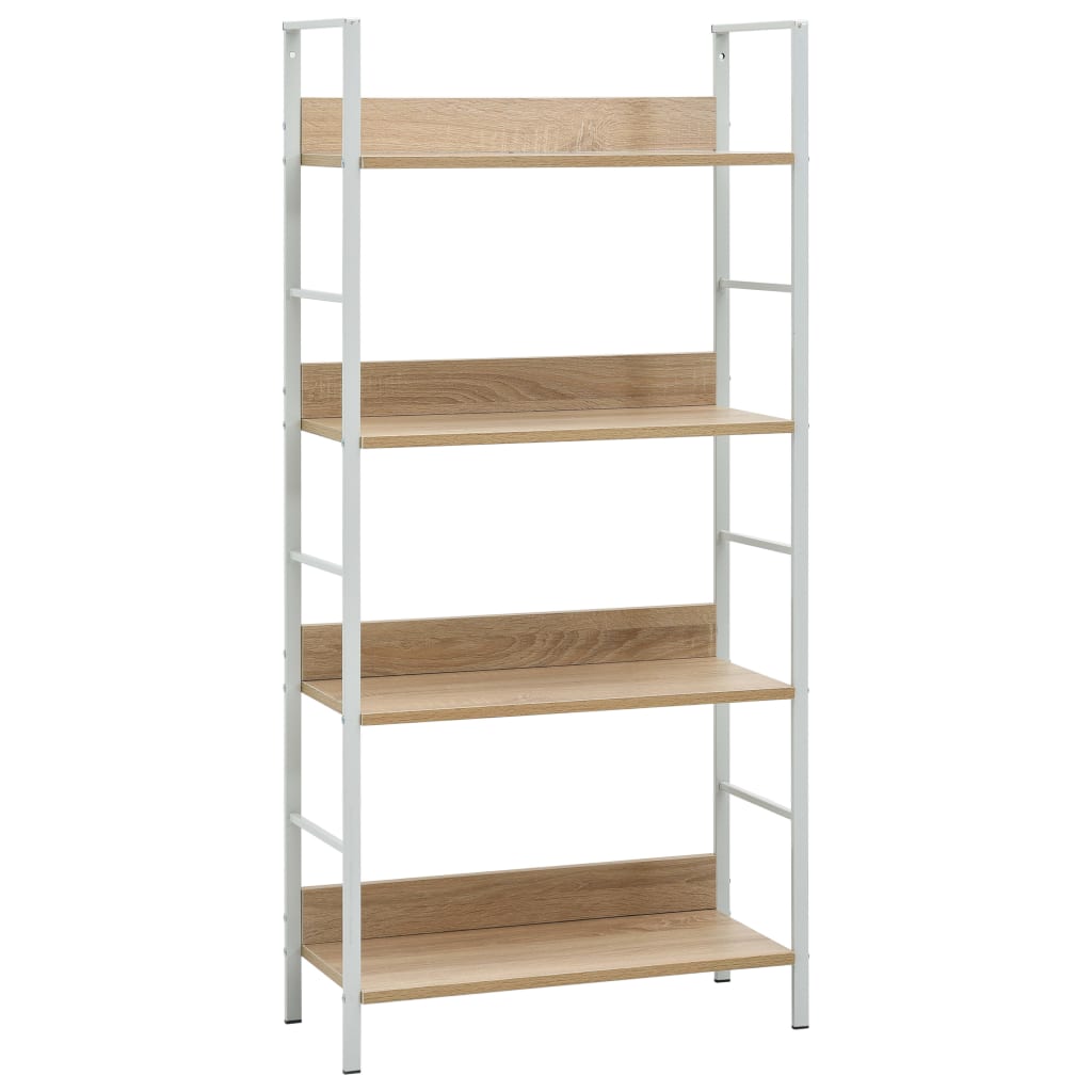 Boekenkast 4 schappen 60x27,6x124,5 cm bewerkt hout eikenkleur is nu te koop bij PeponiXL, paradijselijk wonen!