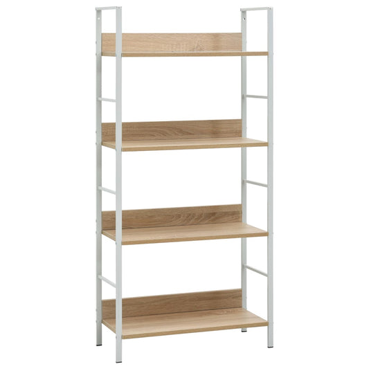 Boekenkast 4 schappen 60x27,6x124,5 cm bewerkt hout eikenkleur is nu te koop bij PeponiXL, paradijselijk wonen!