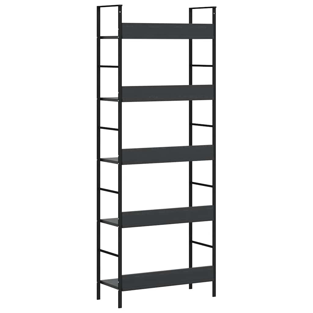 Boekenkast met 5 schappen 60x27,6x158,5 cm bewerkt hout zwart is nu te koop bij PeponiXL, paradijselijk wonen!