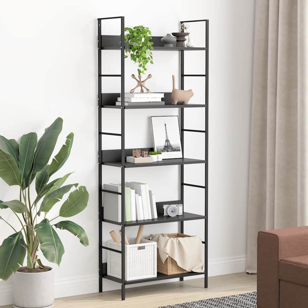 Boekenkast met 5 schappen 60x27,6x158,5 cm bewerkt hout zwart is nu te koop bij PeponiXL, paradijselijk wonen!