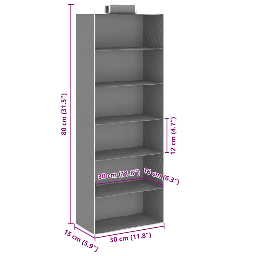 Kledingorganisers hangend 2 st met 6 schappen stof is nu te koop bij PeponiXL, paradijselijk wonen!