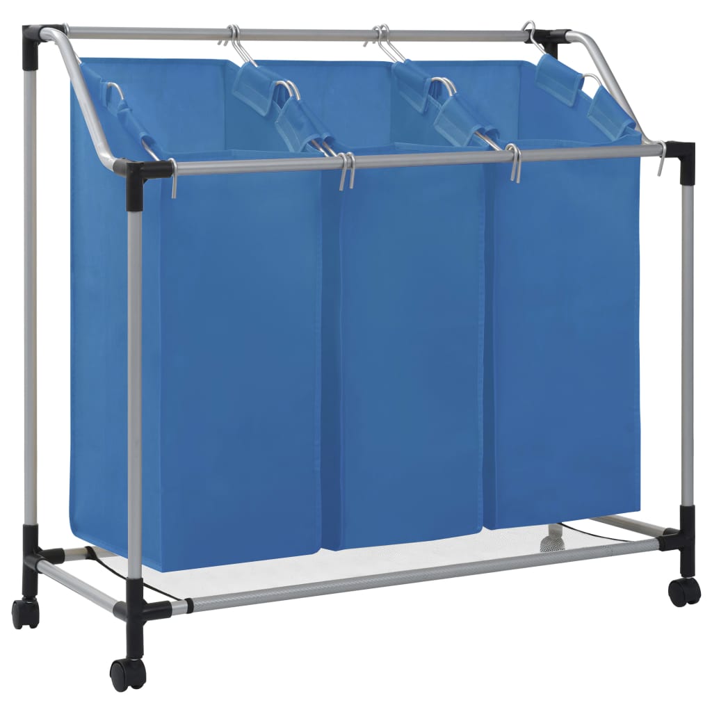 Wassorteerder met 3 zakken staal blauw is nu te koop bij PeponiXL, paradijselijk wonen!