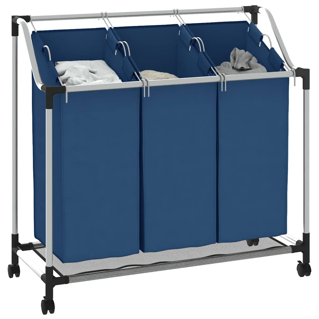 Wassorteerder met 3 zakken staal blauw is nu te koop bij PeponiXL, paradijselijk wonen!