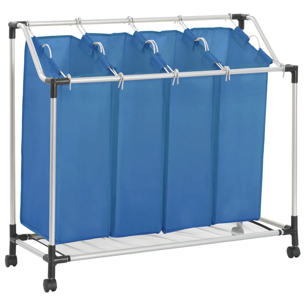 Wassorteerder met 4 zakken staal blauw is nu te koop bij PeponiXL, paradijselijk wonen!