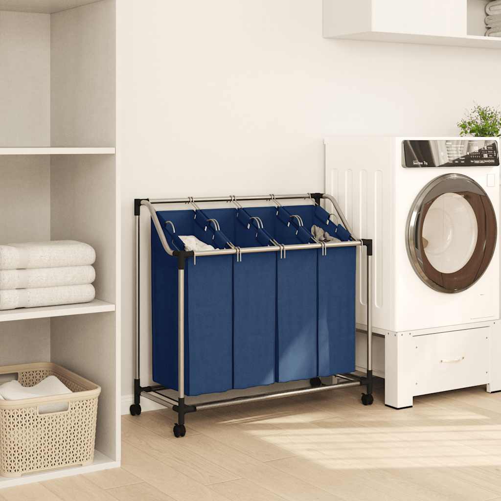 Wassorteerder met 4 zakken staal blauw is nu te koop bij PeponiXL, paradijselijk wonen!
