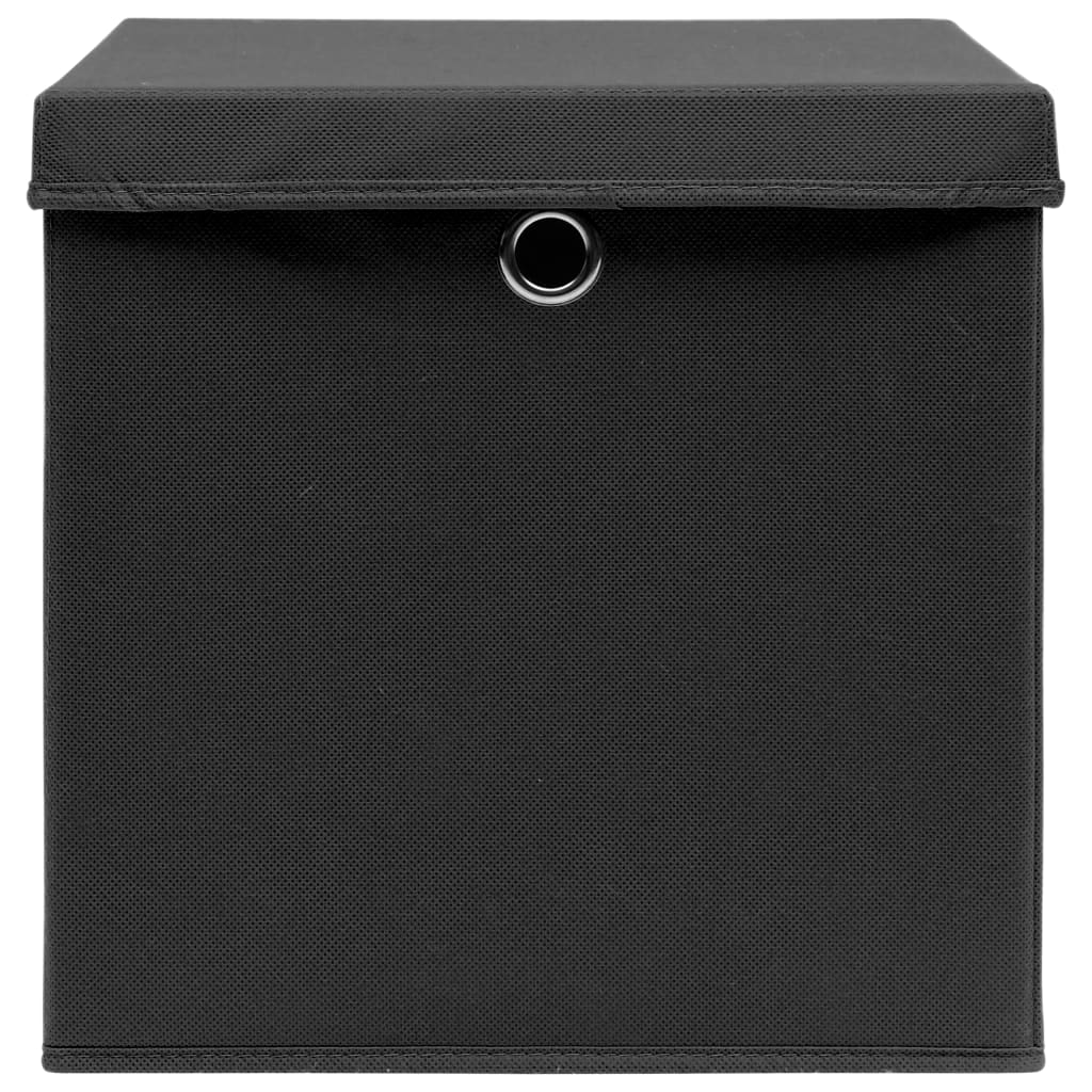 Opbergboxen met deksel 10 st 32x32x32 cm stof zwart is nu te koop bij PeponiXL, paradijselijk wonen!